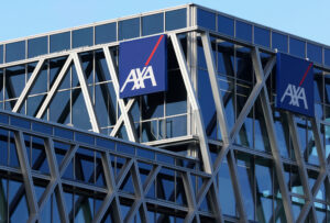 the logo of insurer and bank axa belgium s.a. is seen in brussels